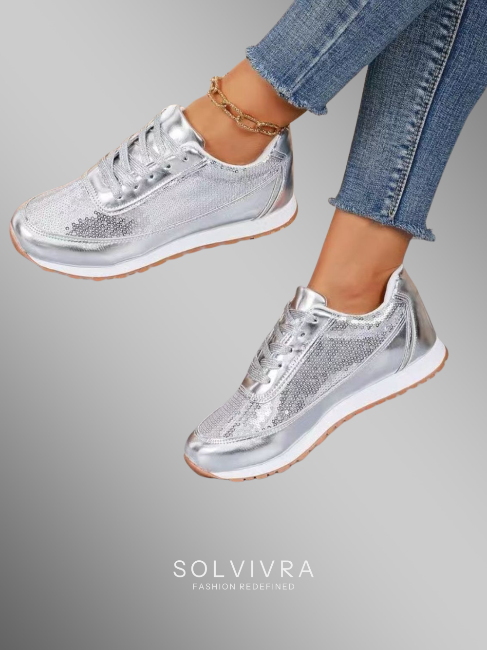 Solvivra Spark Stride Sequin Platform Sneakers