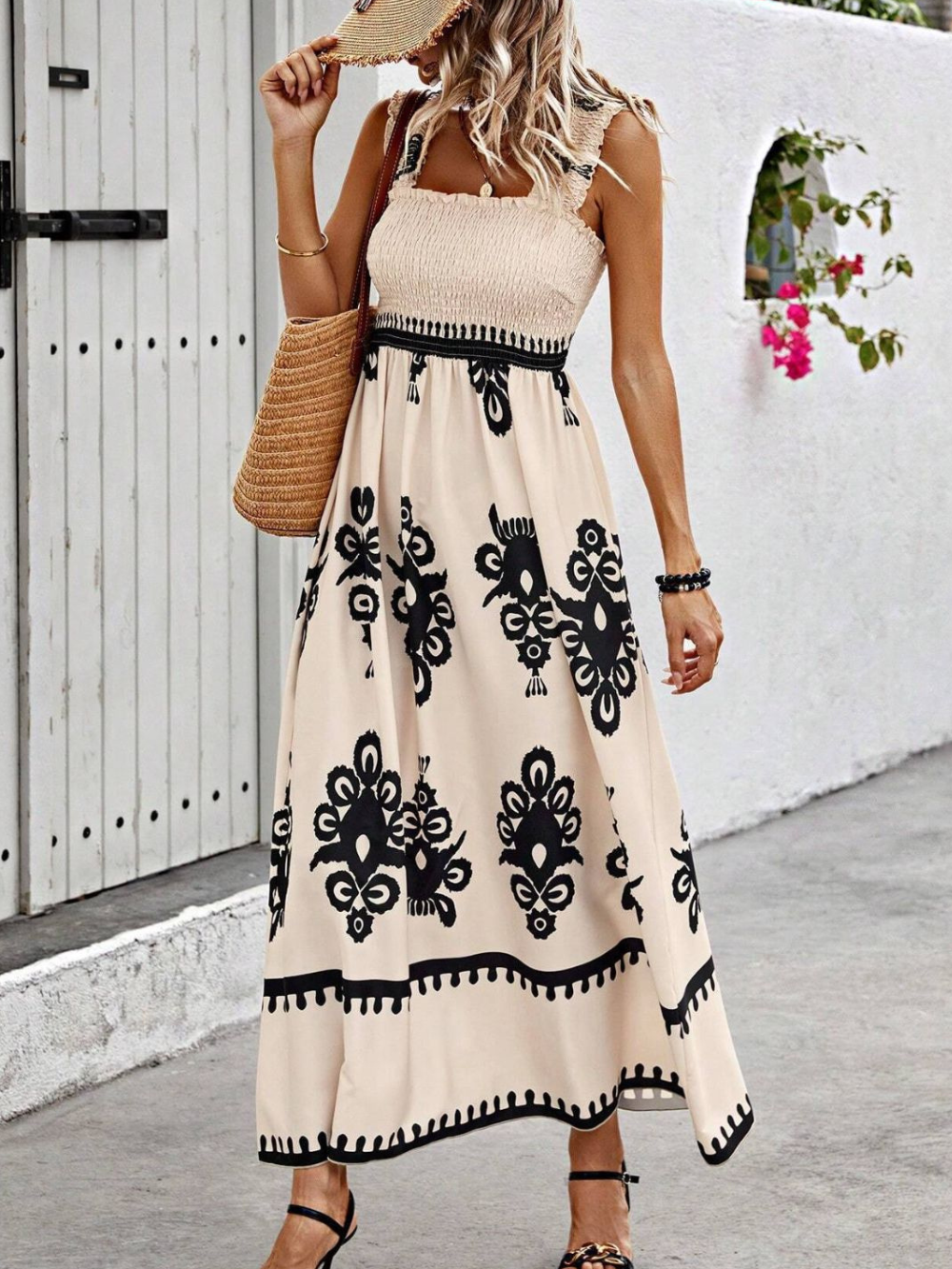 Solvivra Garden Luxe Wide Strap Maxi Dress