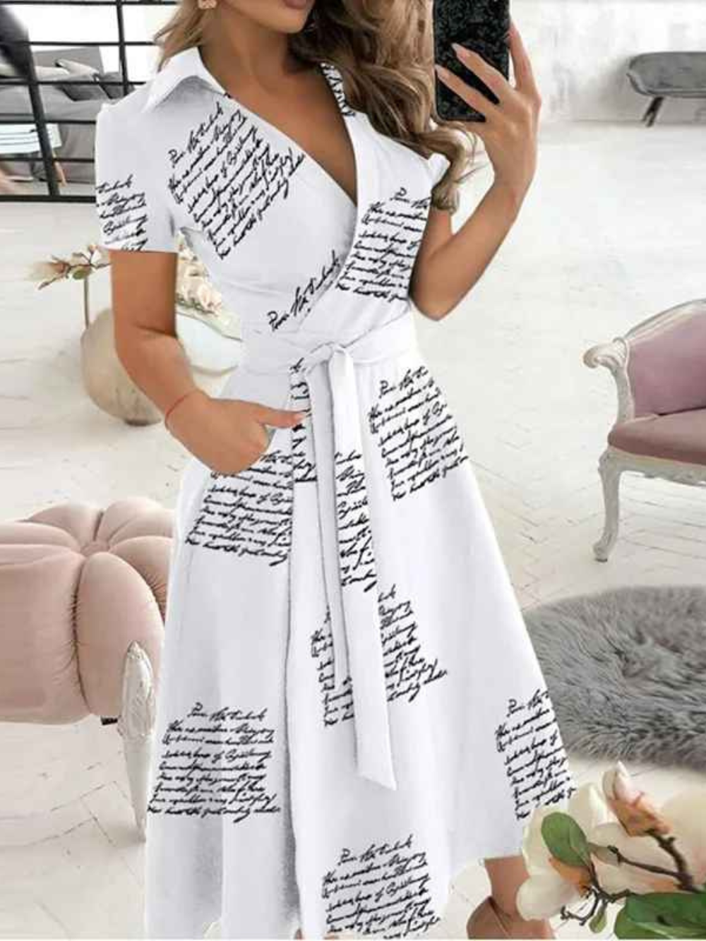 Solvivra Chic Geometric Belted Dress