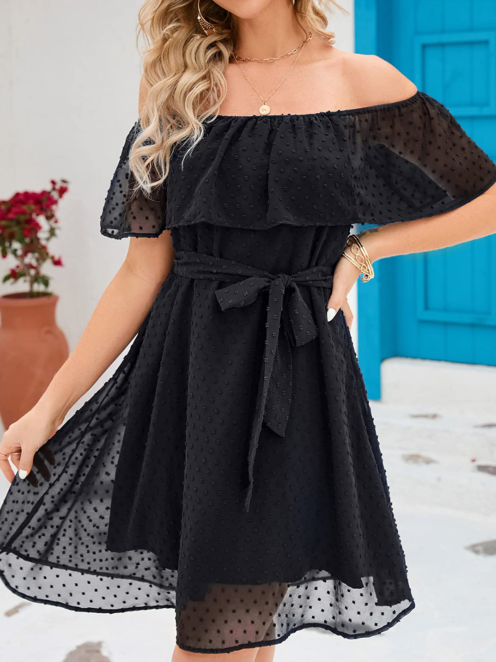 Solvivra Amara Off-Shoulder Mini Dress