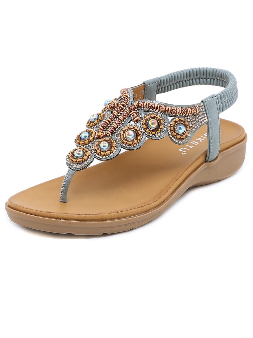 Solvivra Boho Glow Beaded Rhinestone Sandals