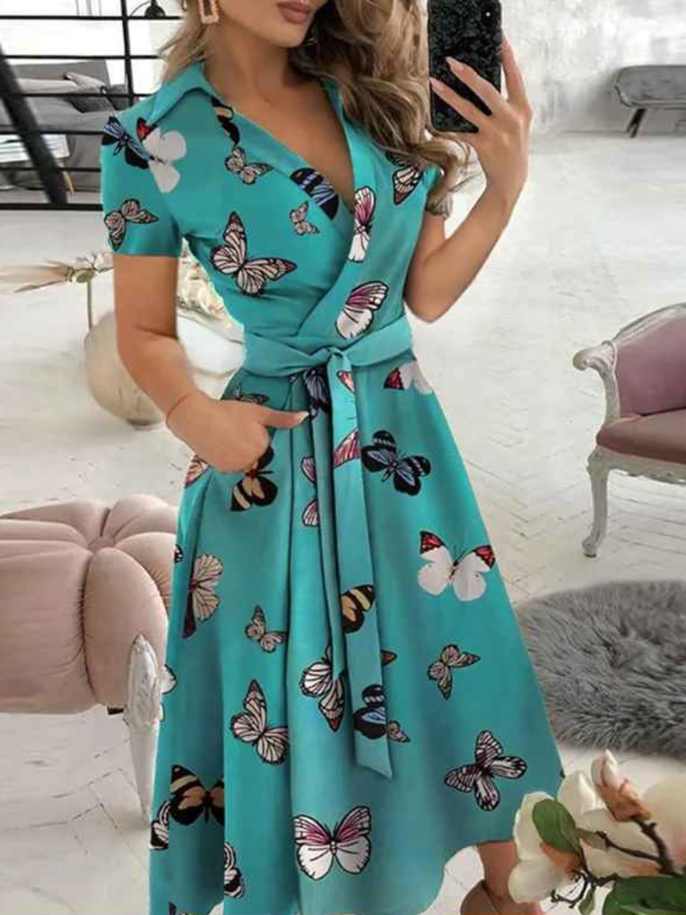 Solvivra Chic Geometric Belted Dress