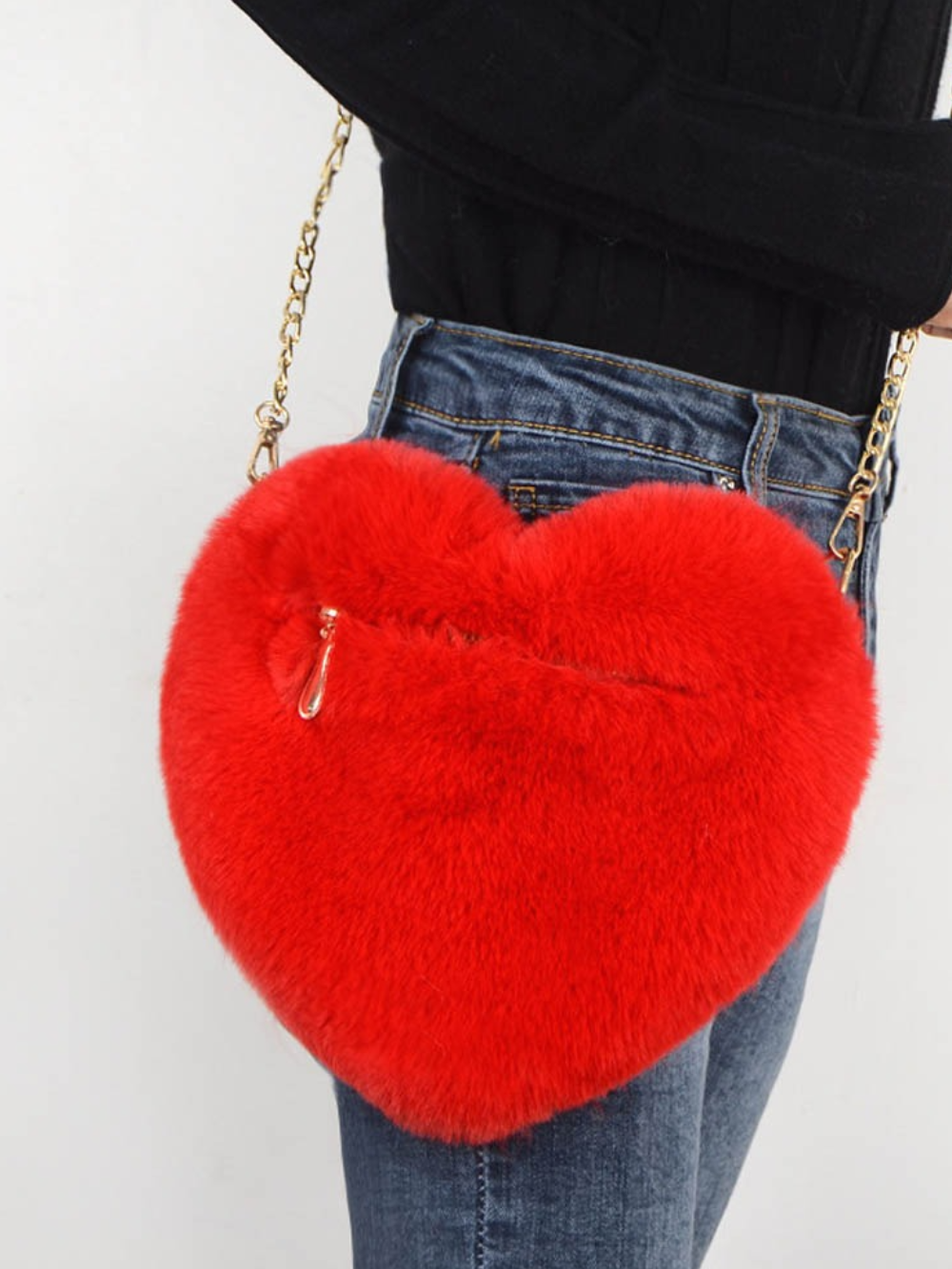 Solvivra Plush Heart Shoulder Bag
