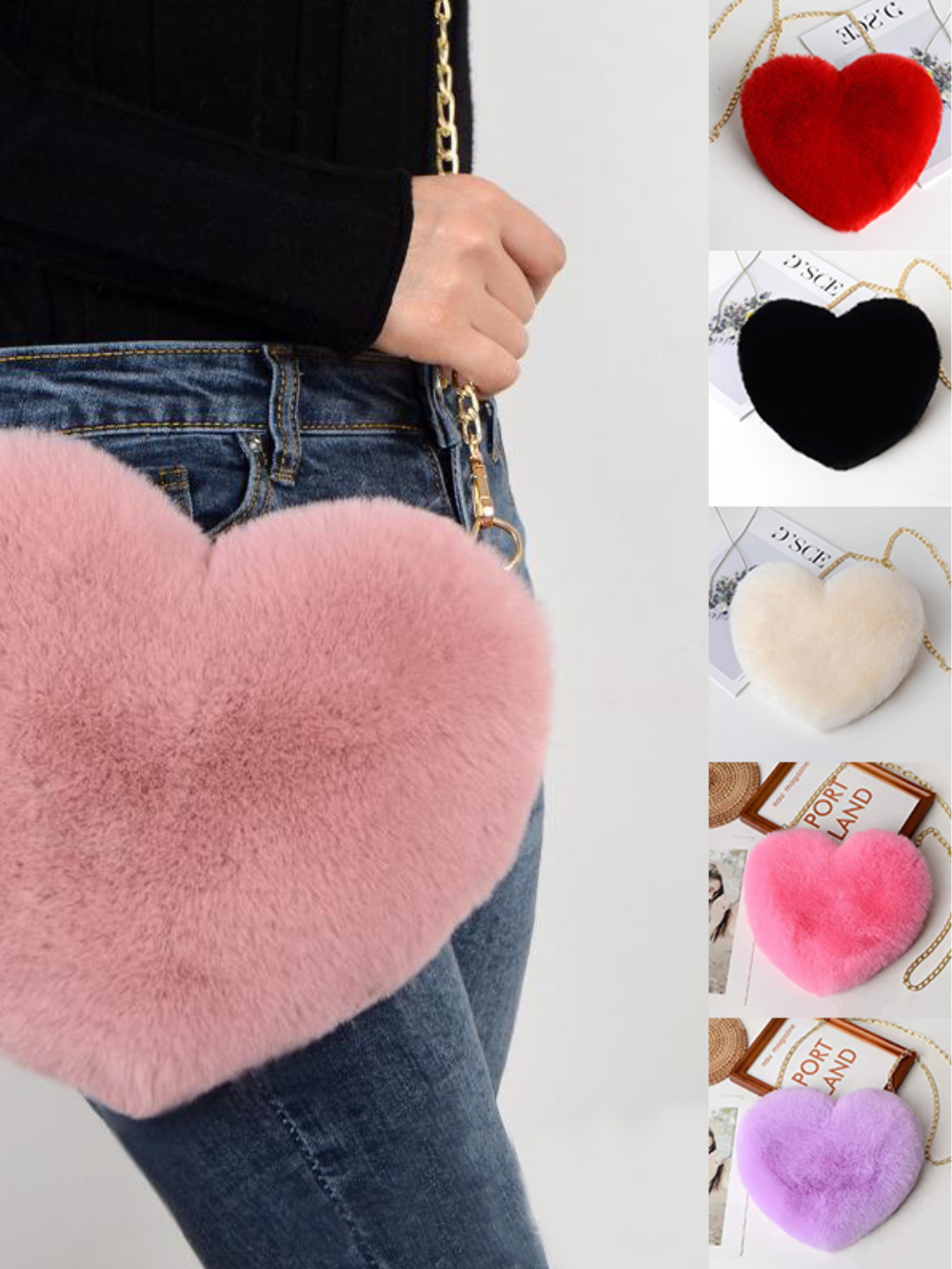 Solvivra Plush Heart Shoulder Bag