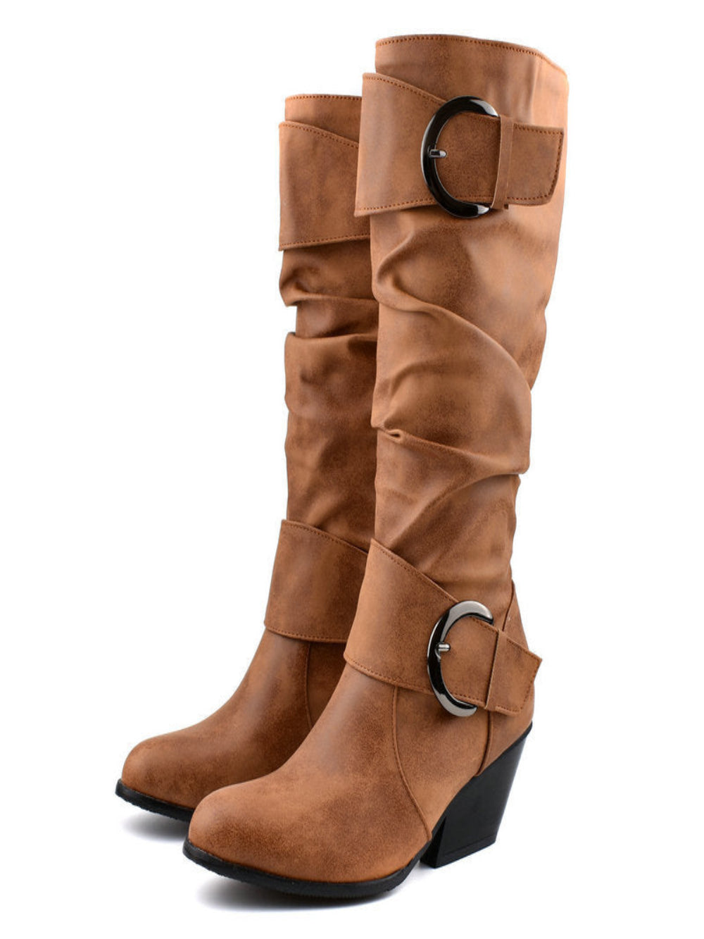 Solvivra Buckled Empire Round Toe Boots