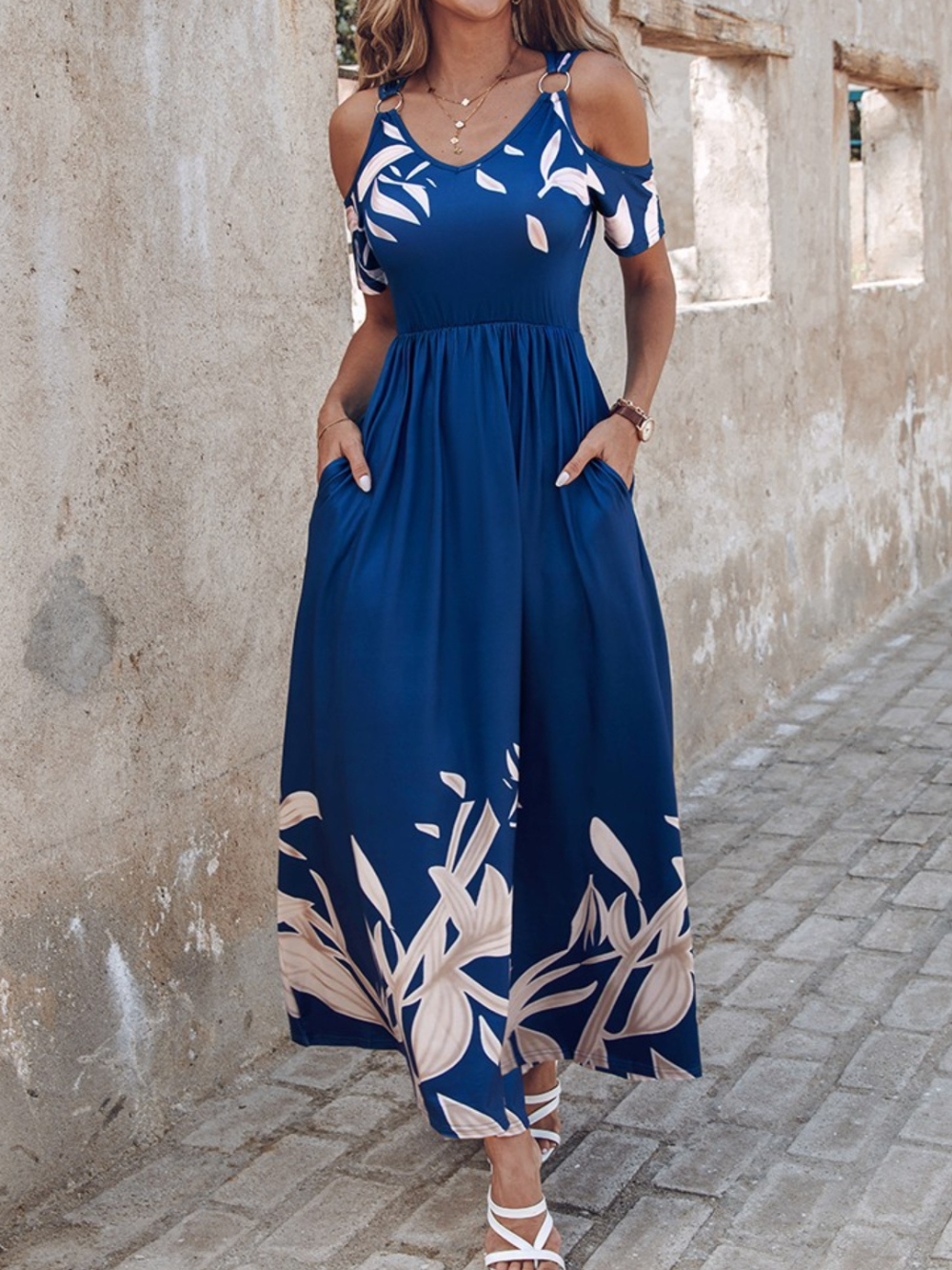 Solvivra Breeze Bloom Cold Shoulder Dress