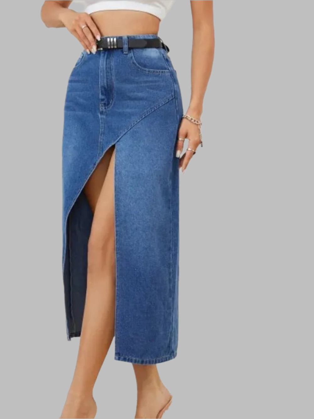 Solvivra Slit Happens Denim Skirt