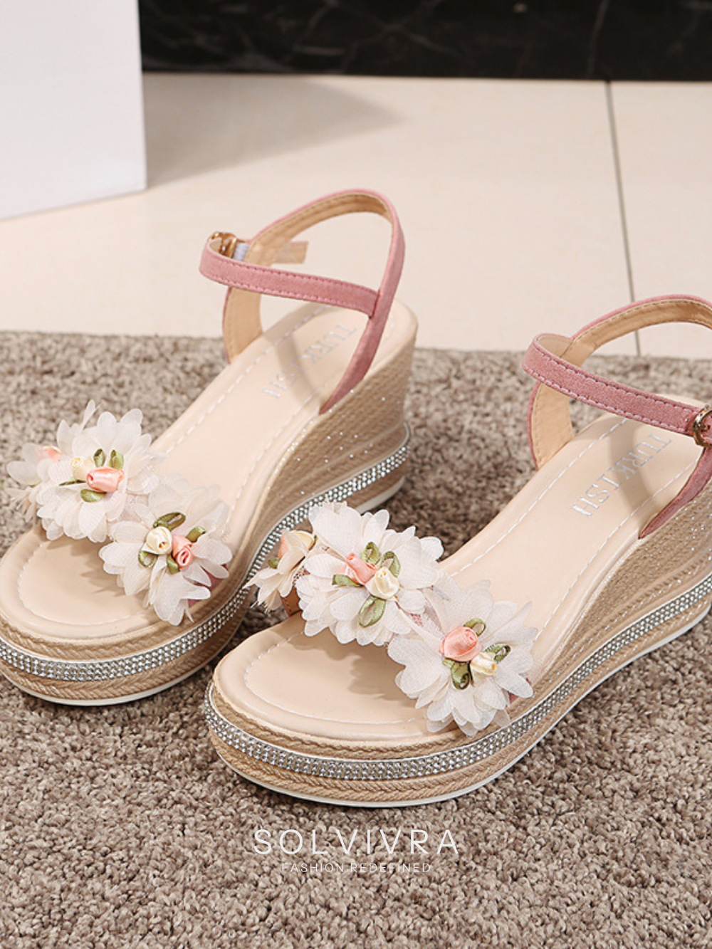 Solvivra Blossom Lift Wedge Sandals