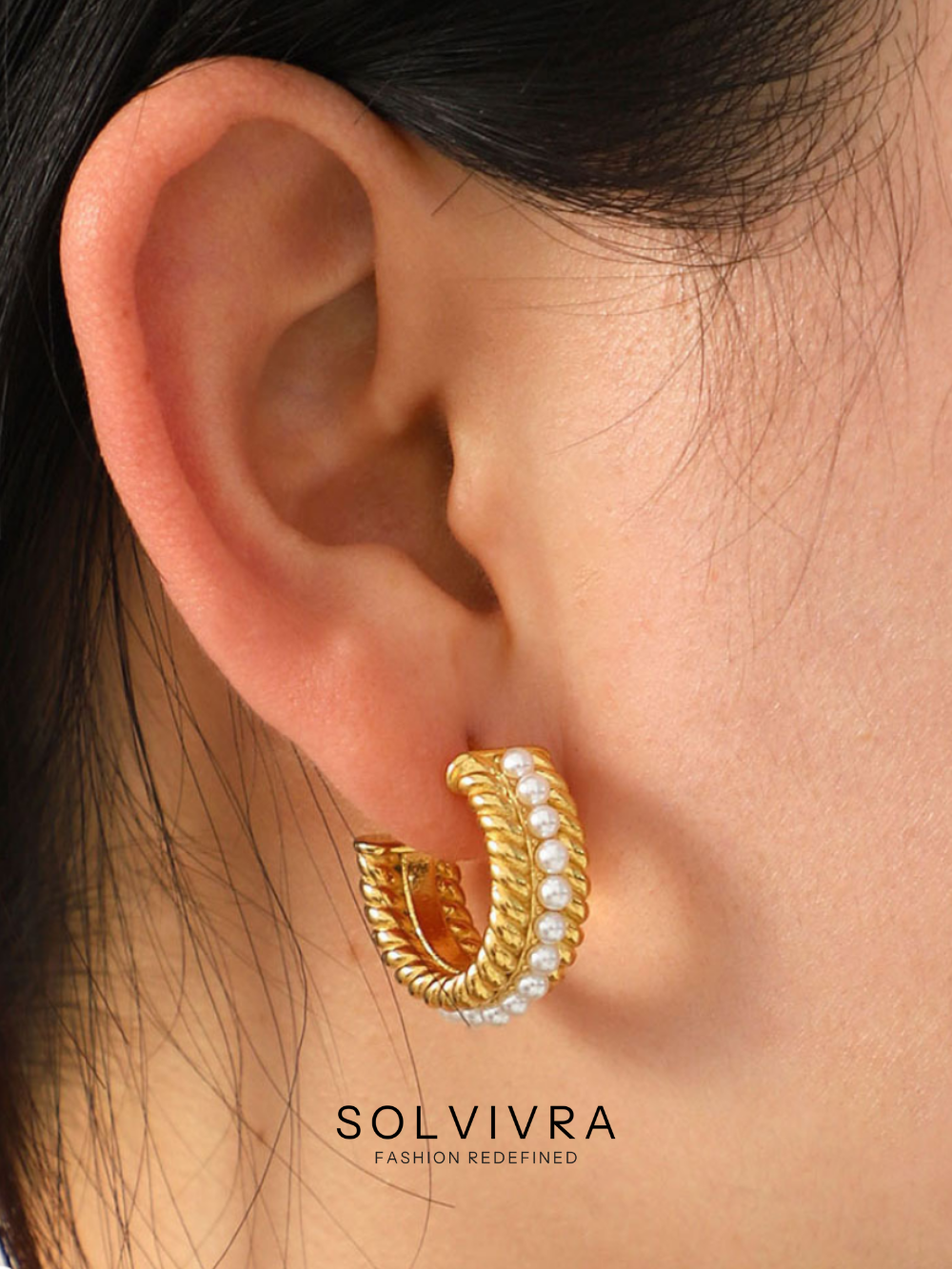 Solvivra Pearl Curve Earrings