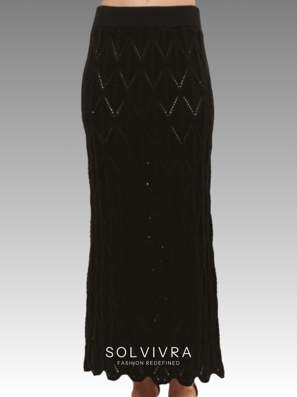 Solvivra Subtle Drama Long Knit Skirt