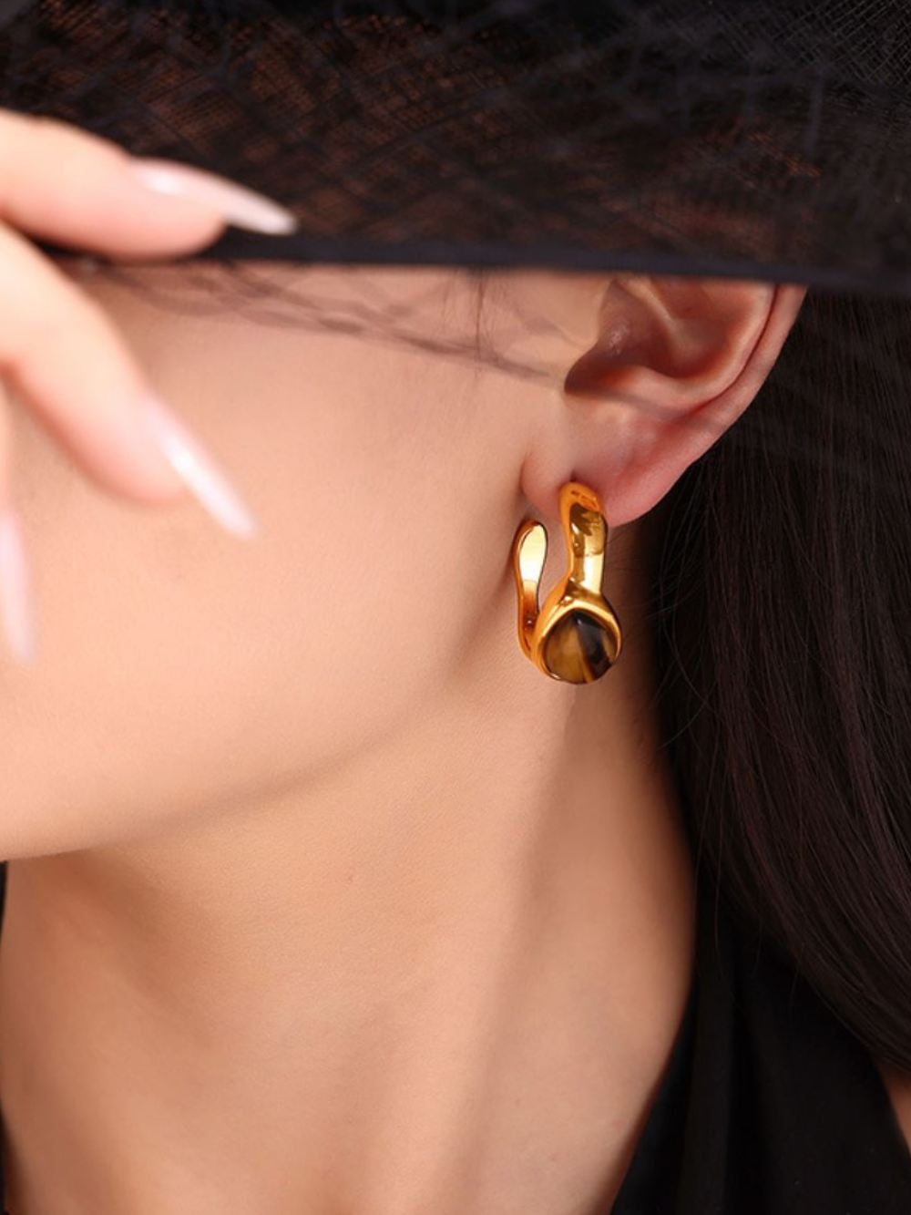 Solvivra Stonecore Natural Tiger’s Eye Earrings