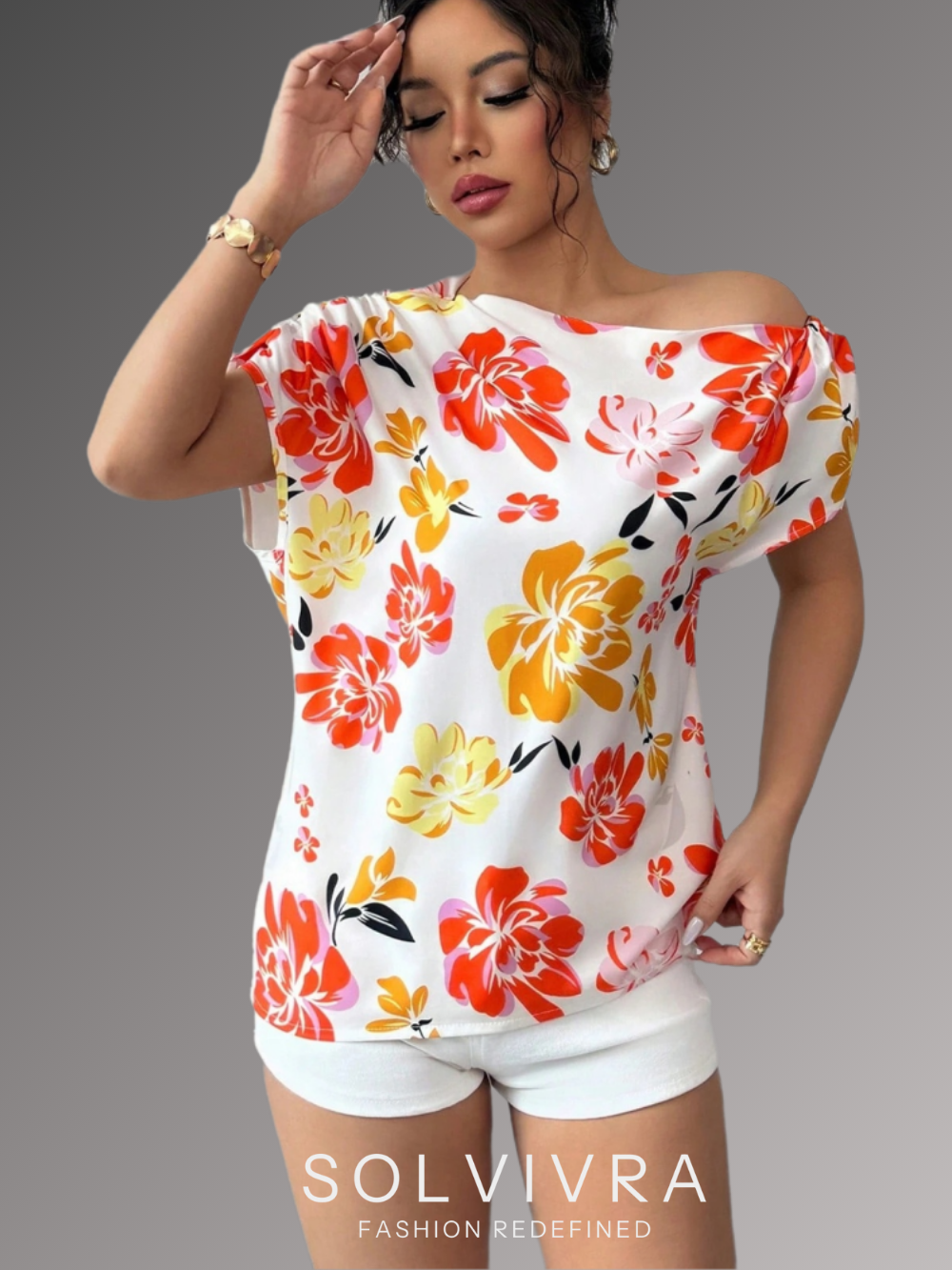 Solvivra Blossom Side One Shoulder Top