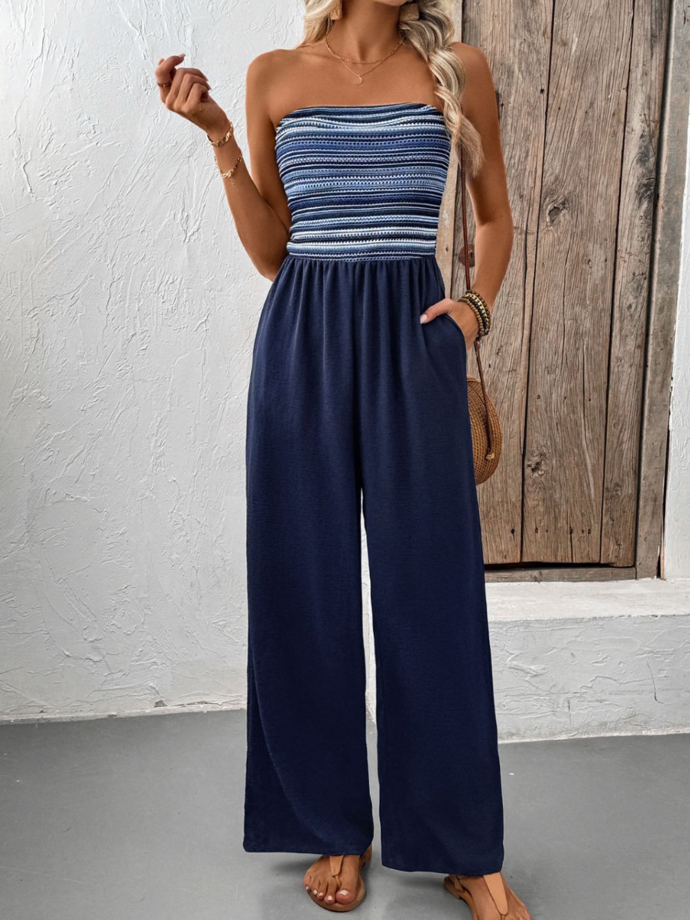 Solvivra Coastal Stripe Tube Jumpsuit