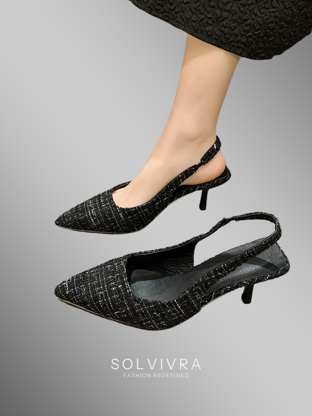 Solvivra Tweed Slingback Heels