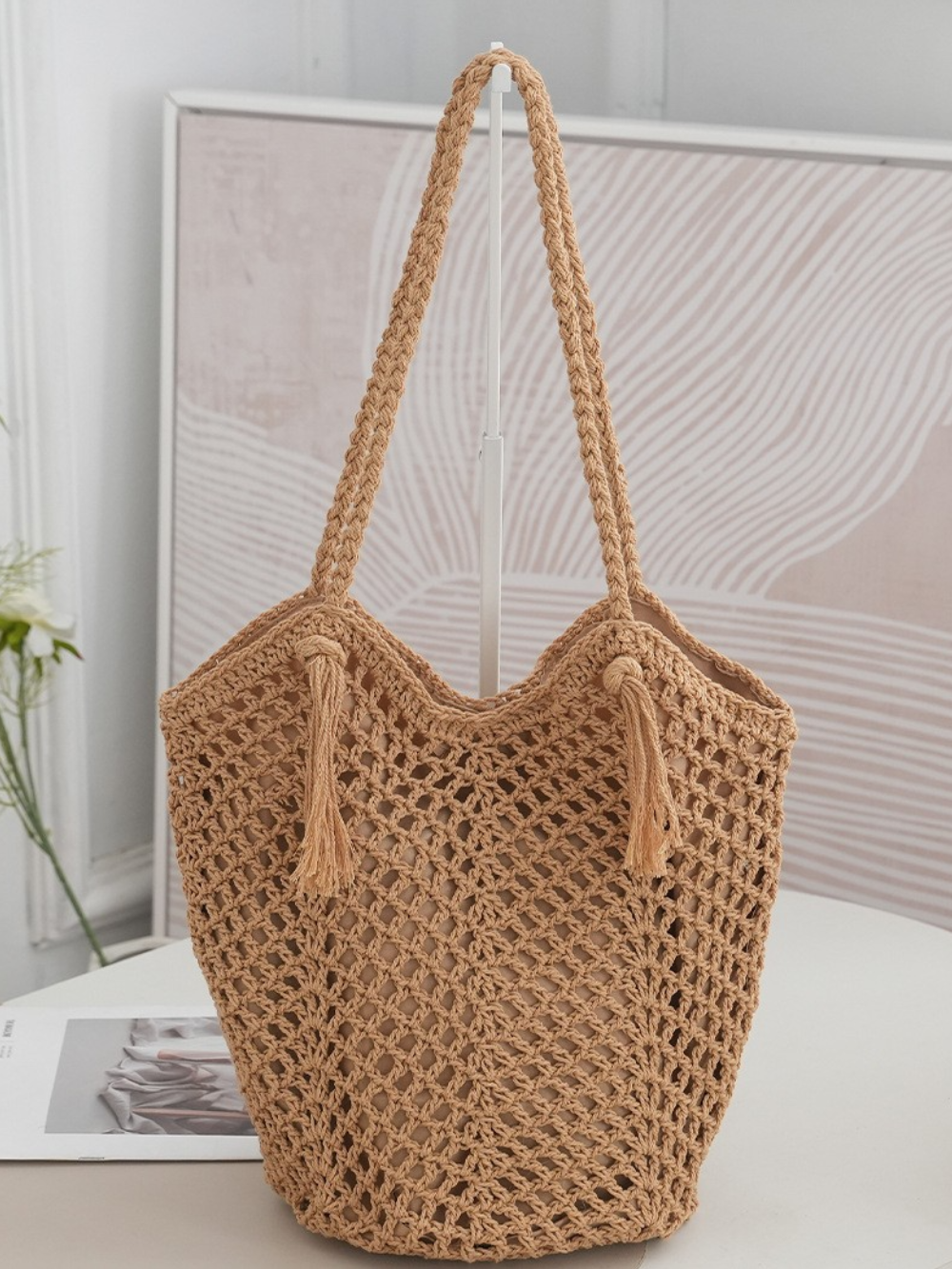 Solvivra Artisan Weave Cotton Tassel Bag