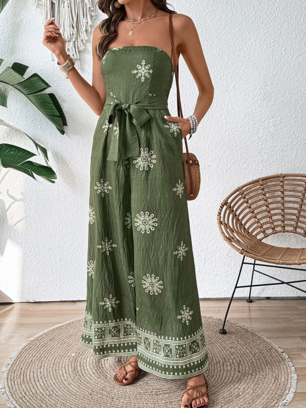 Solvivra Matcha Drape Jumpsuit