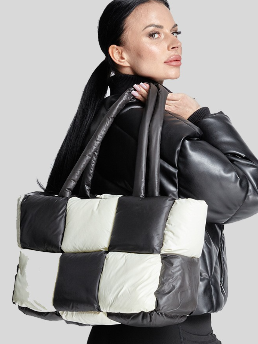 Solvivra Plush Grid Shoulder Bag