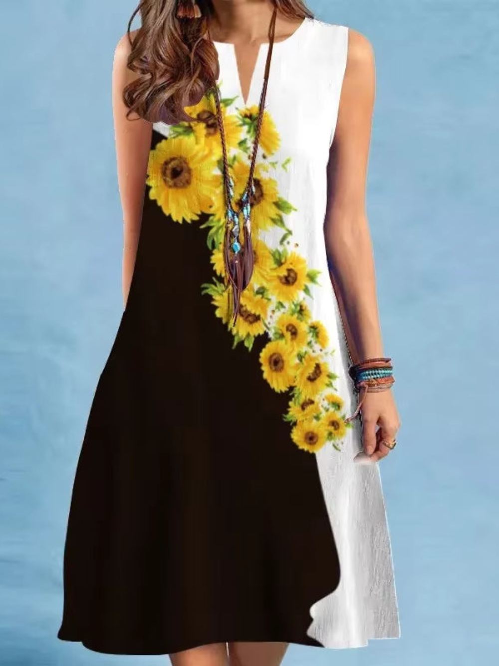 Solvivra Vintage V-Neck Summer Dress