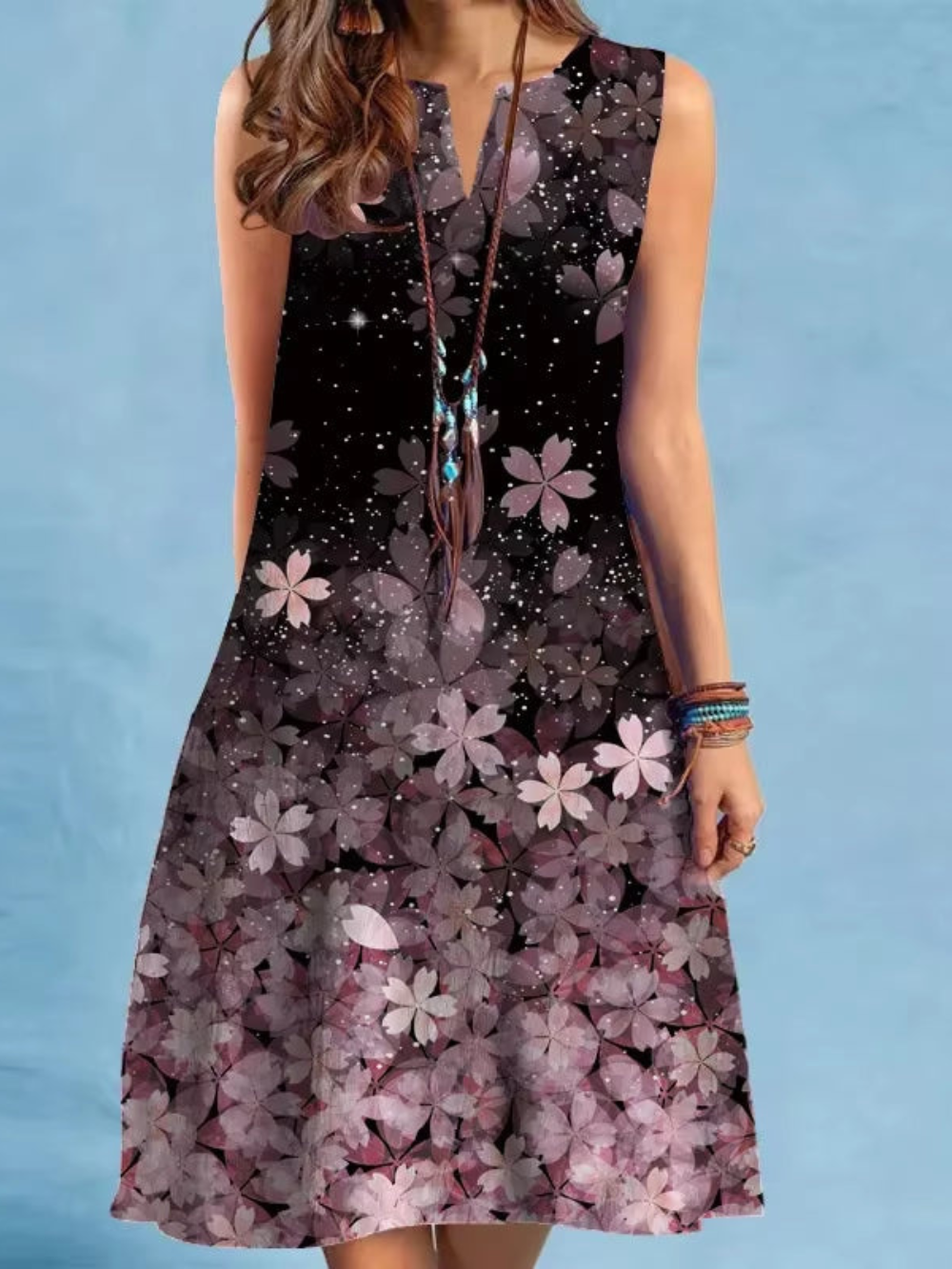 Solvivra Vintage V-Neck Summer Dress