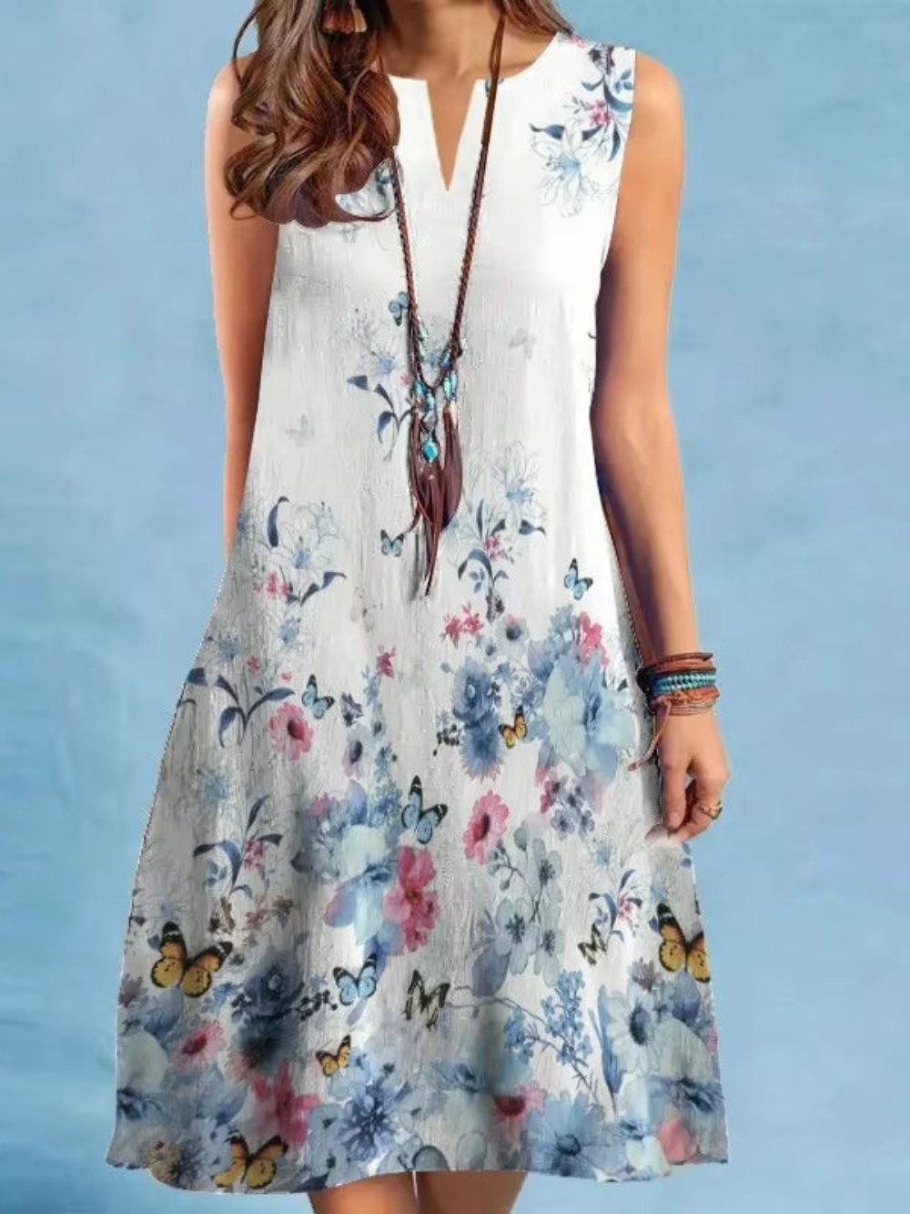 Solvivra Vintage V-Neck Summer Dress