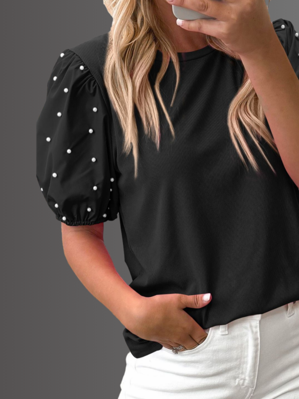 Solvivra Chic Pearlée Short Sleeve Top