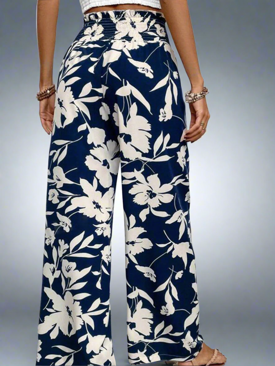 Solvivra Soft Bloom Smocked Waist Trousers