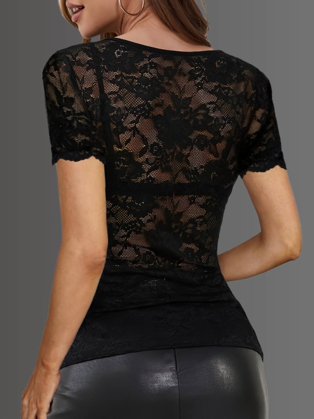 Solvivra Black Dahlia Short Sleeve Top