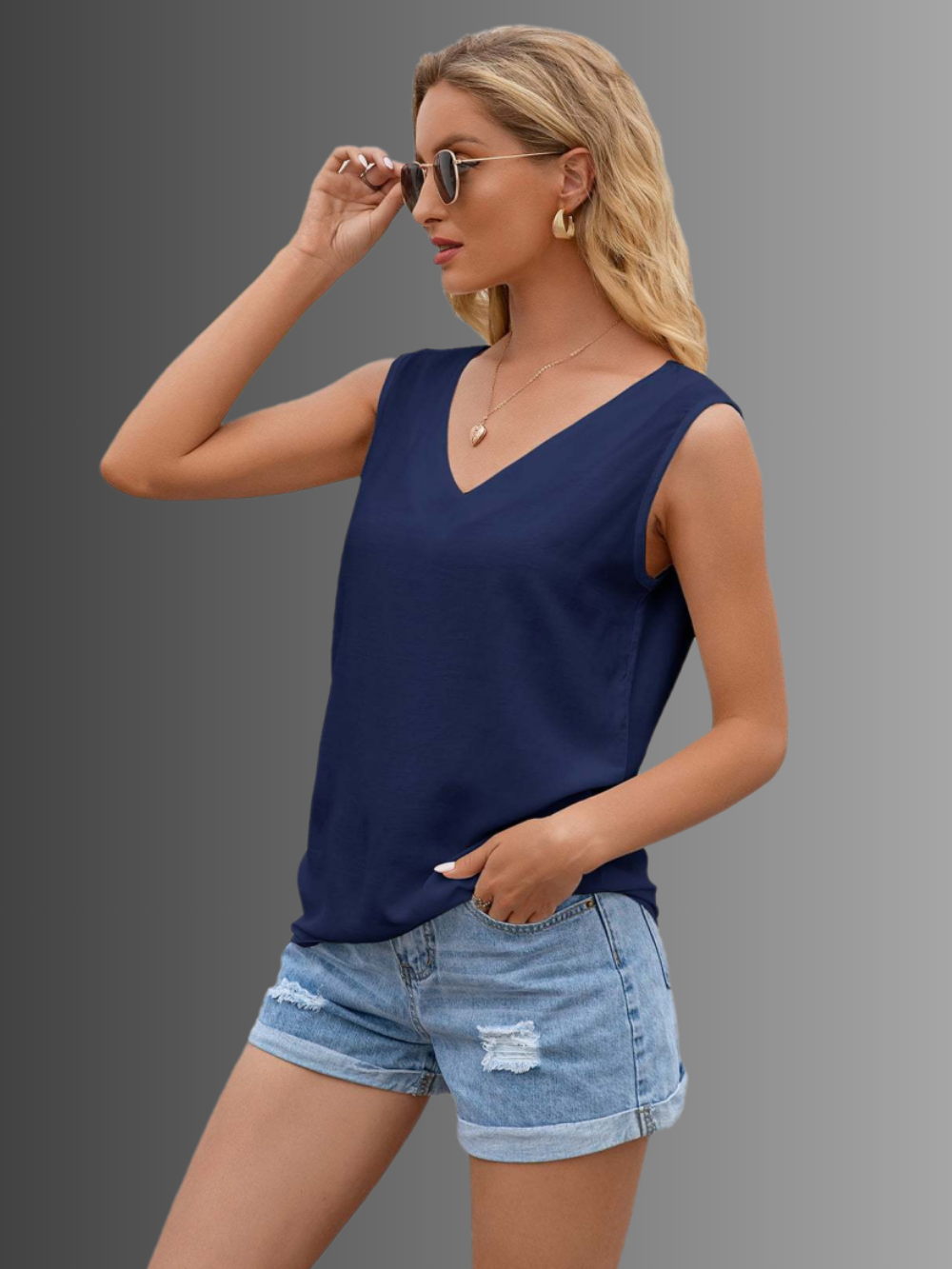Solvivra V-Cut Vision Sleeveless Top