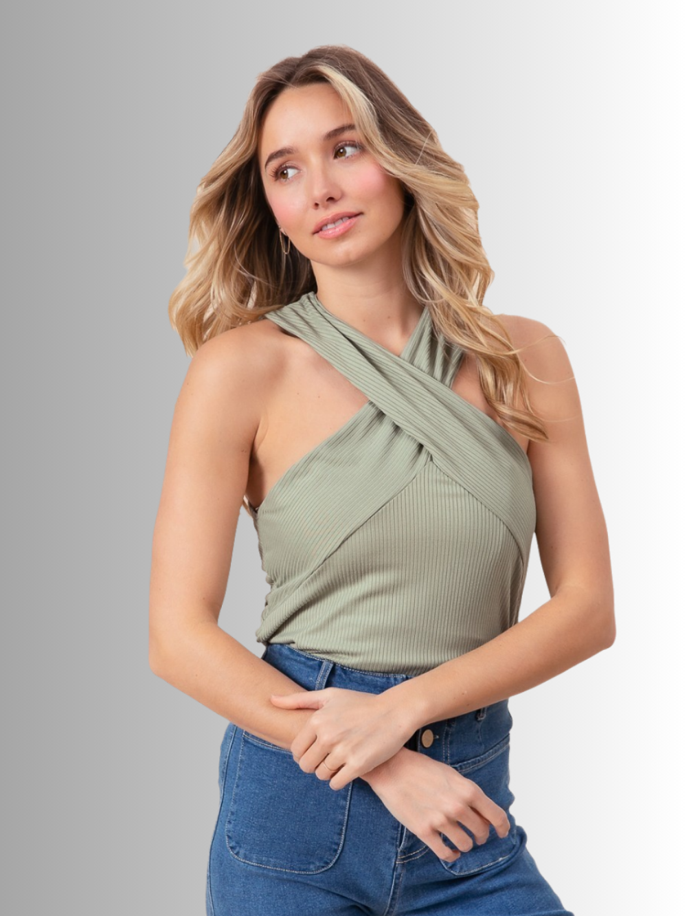 Solvivra Crossover Crush Cross-Neck Top