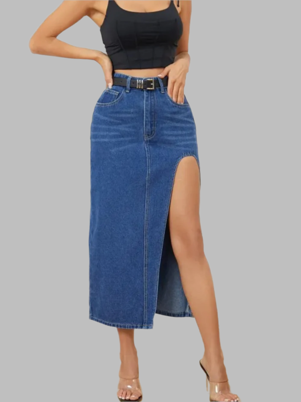 Solvivra Slit Happens Denim Skirt