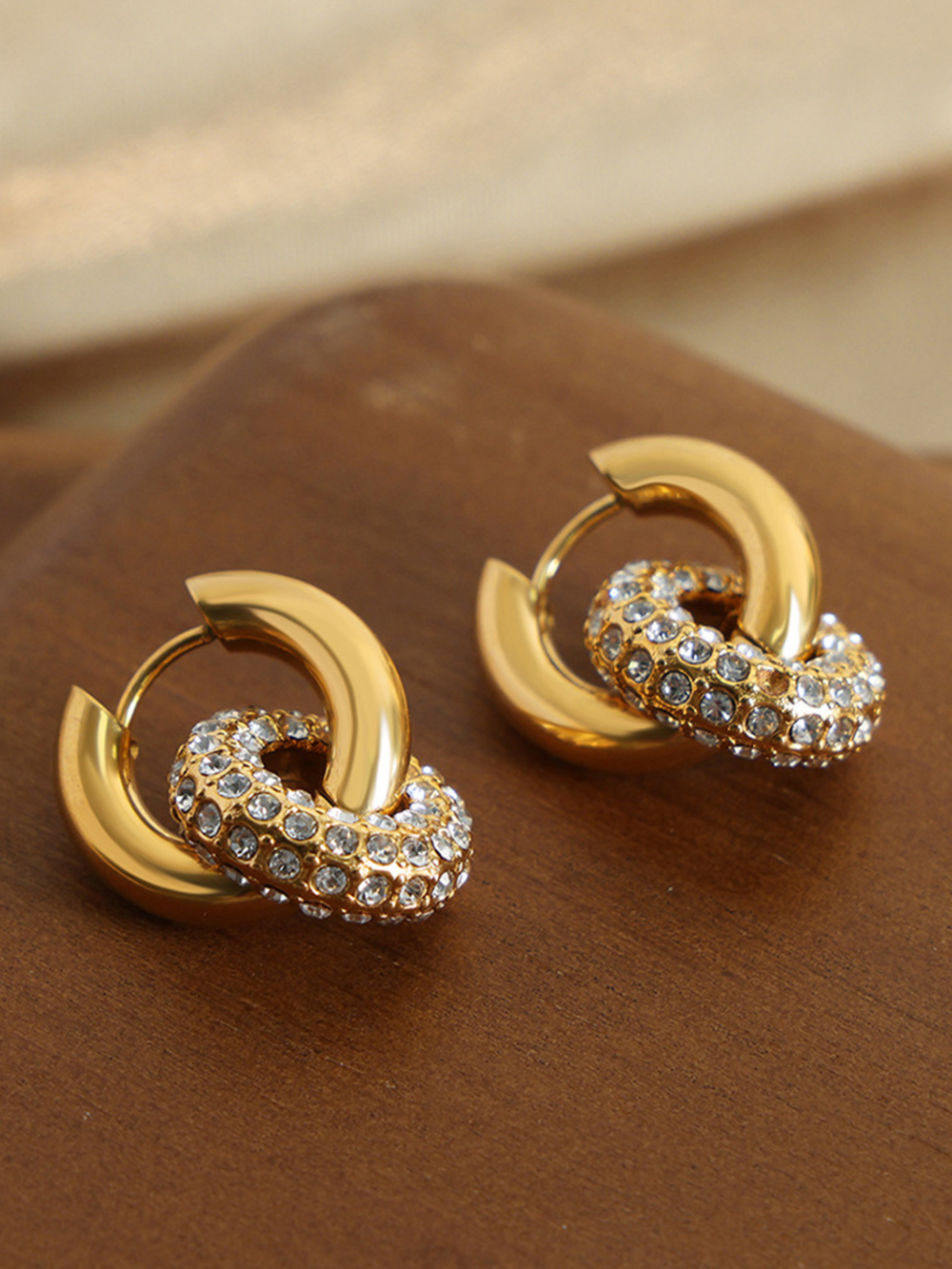 Solvivra Linked Radiance Double Hoop Earrings