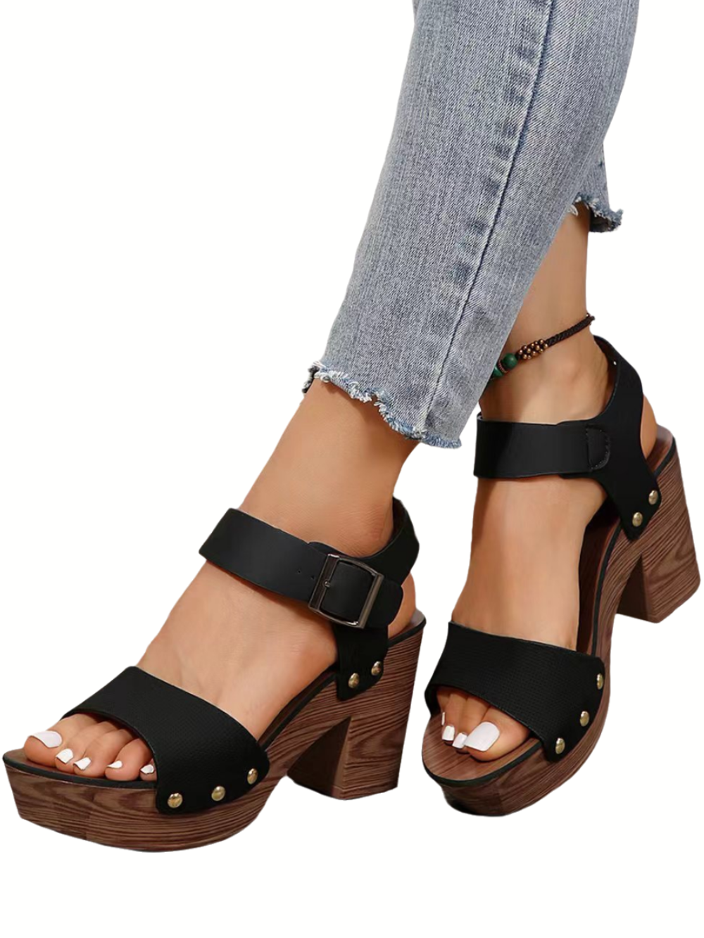 Solvivra Toe Tease Block Heel Sandals
