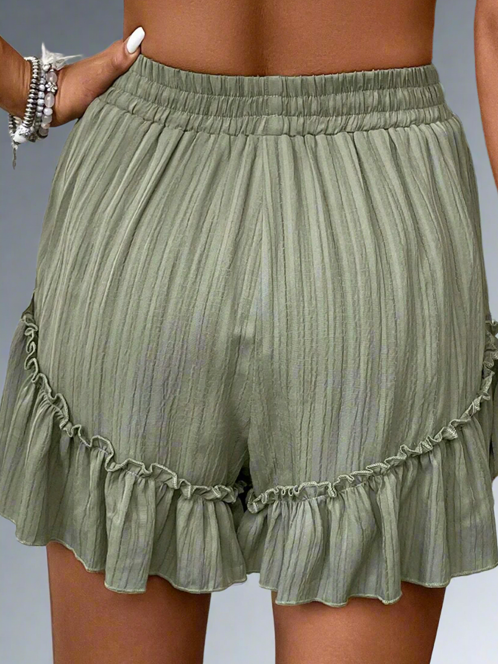Solvivra Sage Sway Ruffled Hem Shorts