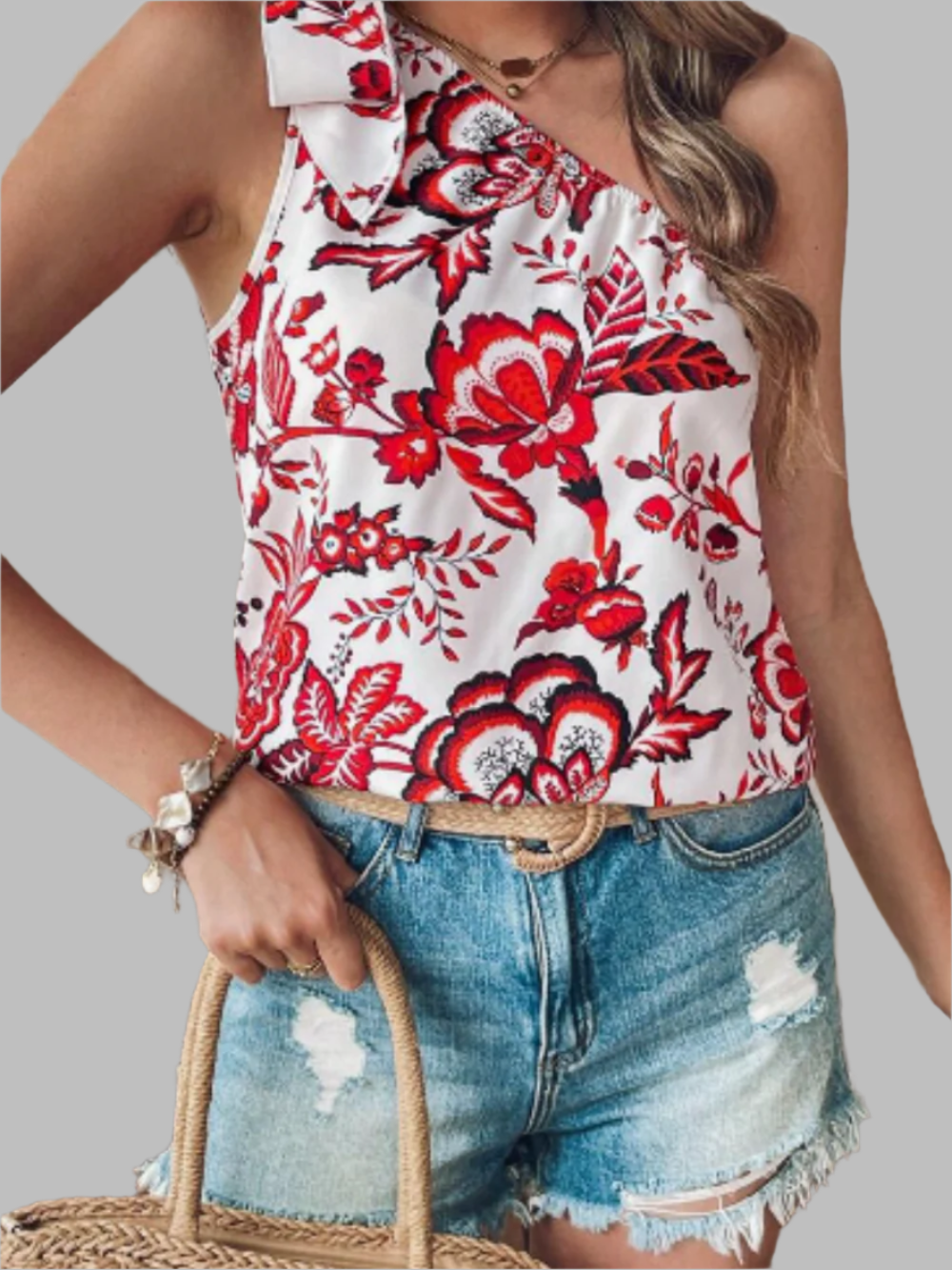 Solvivra One Shoulder Knot Holiday Top