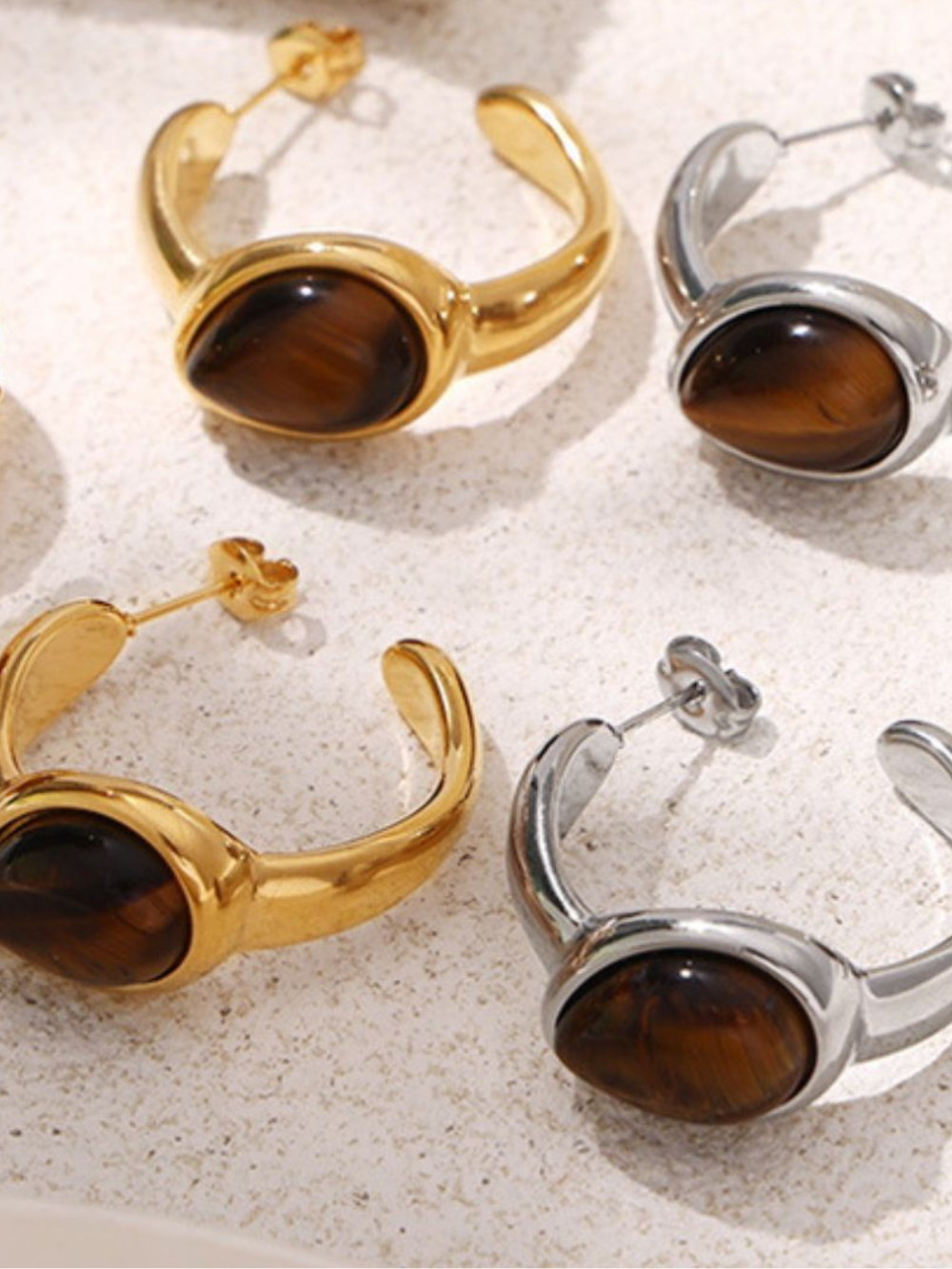 Solvivra Stonecore Natural Tiger’s Eye Earrings