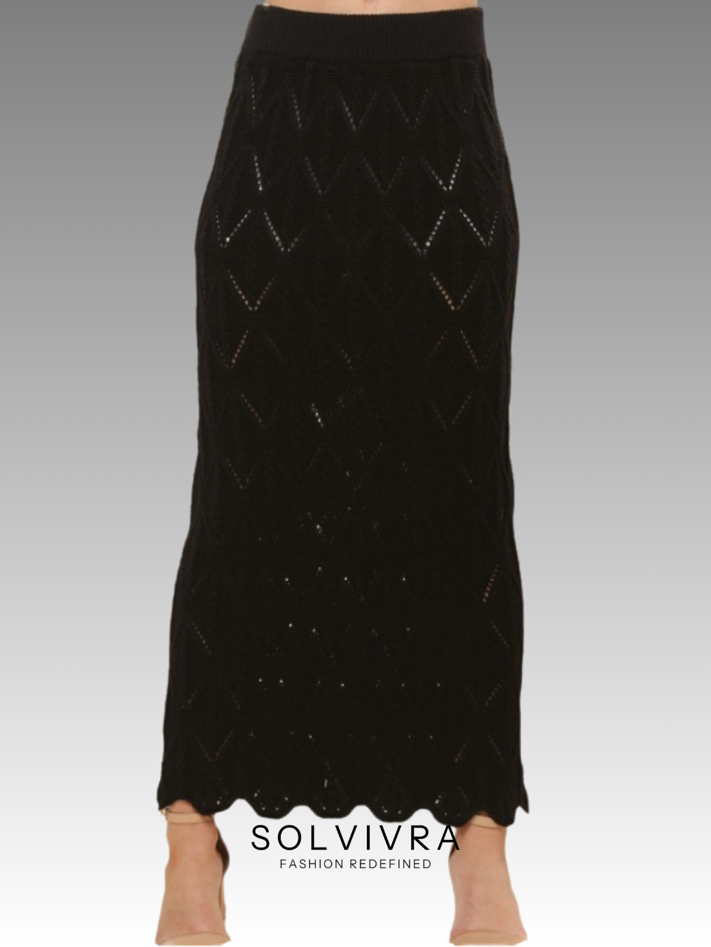 Solvivra Subtle Drama Long Knit Skirt