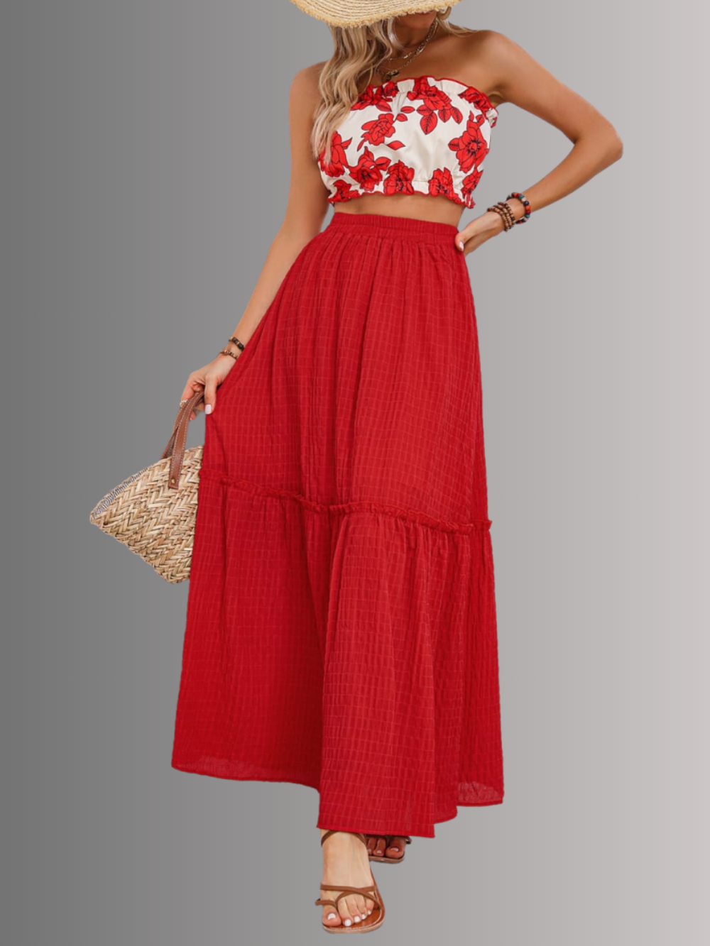 Solvivra Rosewood Rhythm Tube Top and Maxi Skirt