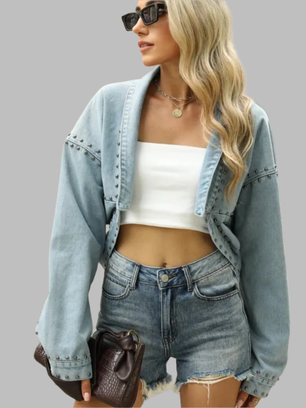 Solvivra Cropped Snazzy Denim Outerwear