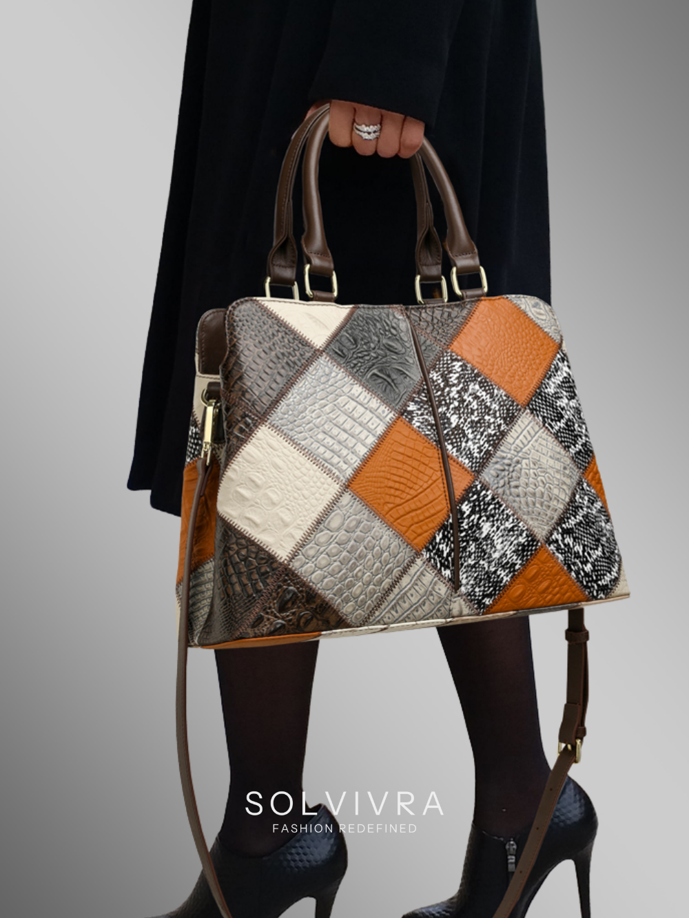 Solvivra Mod Plaid Contrast Shoulder Bag