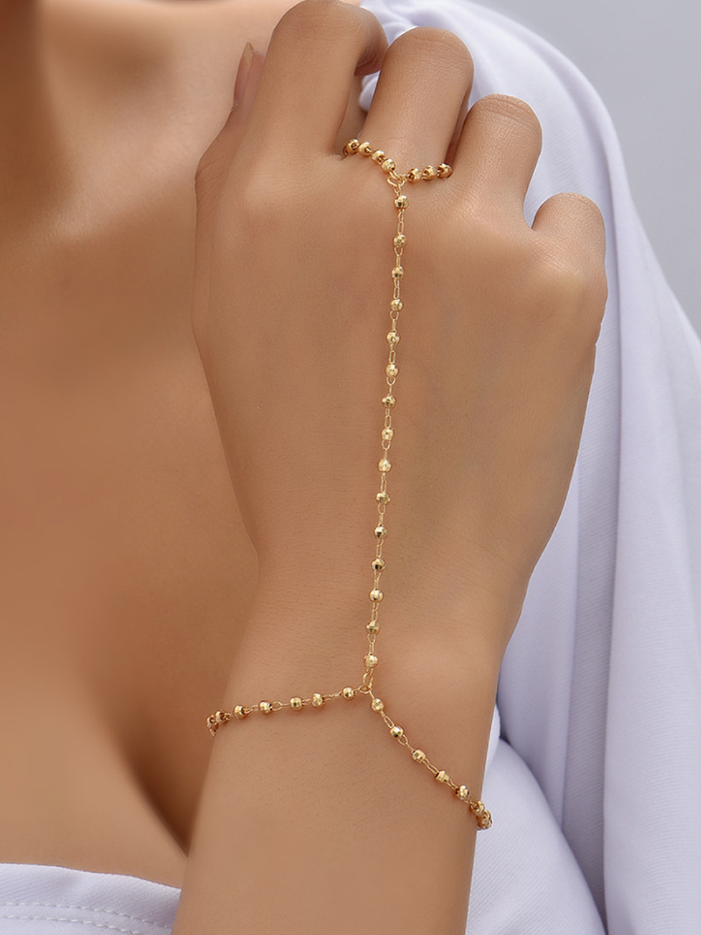 Solvivra Bead Lace Handchain Bracelet
