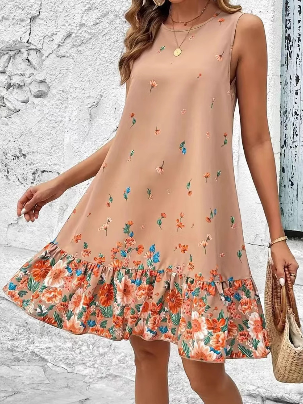 Solvivra Petal Drift Ruffle Dress