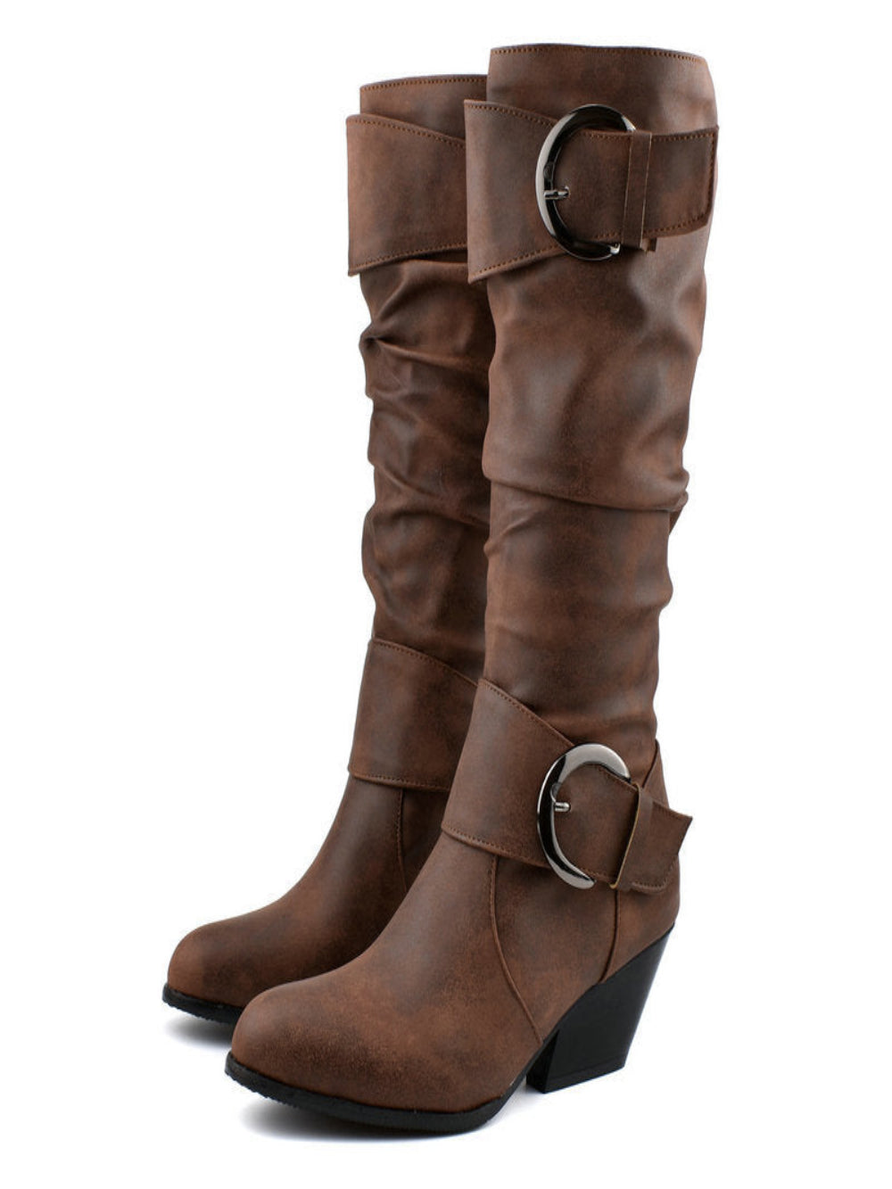 Solvivra Buckled Empire Round Toe Boots
