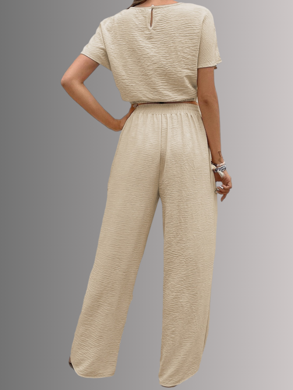 Solvivra Chalked & Cropped Top and Pants Set