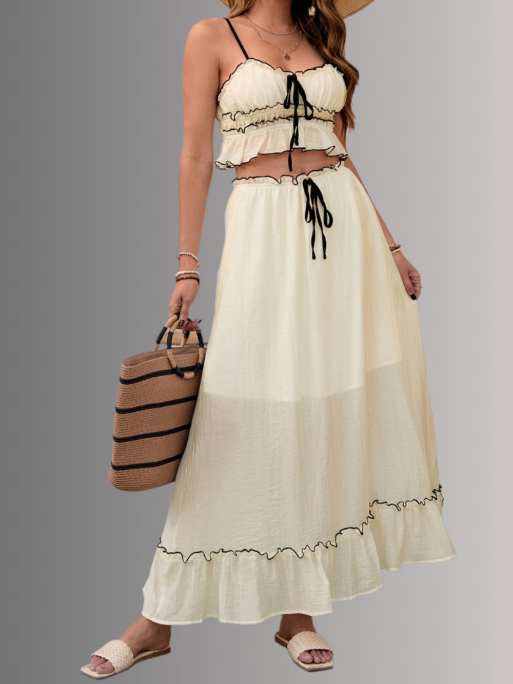 Solvivra Trimmed to Perfection Cami and Skirt Set