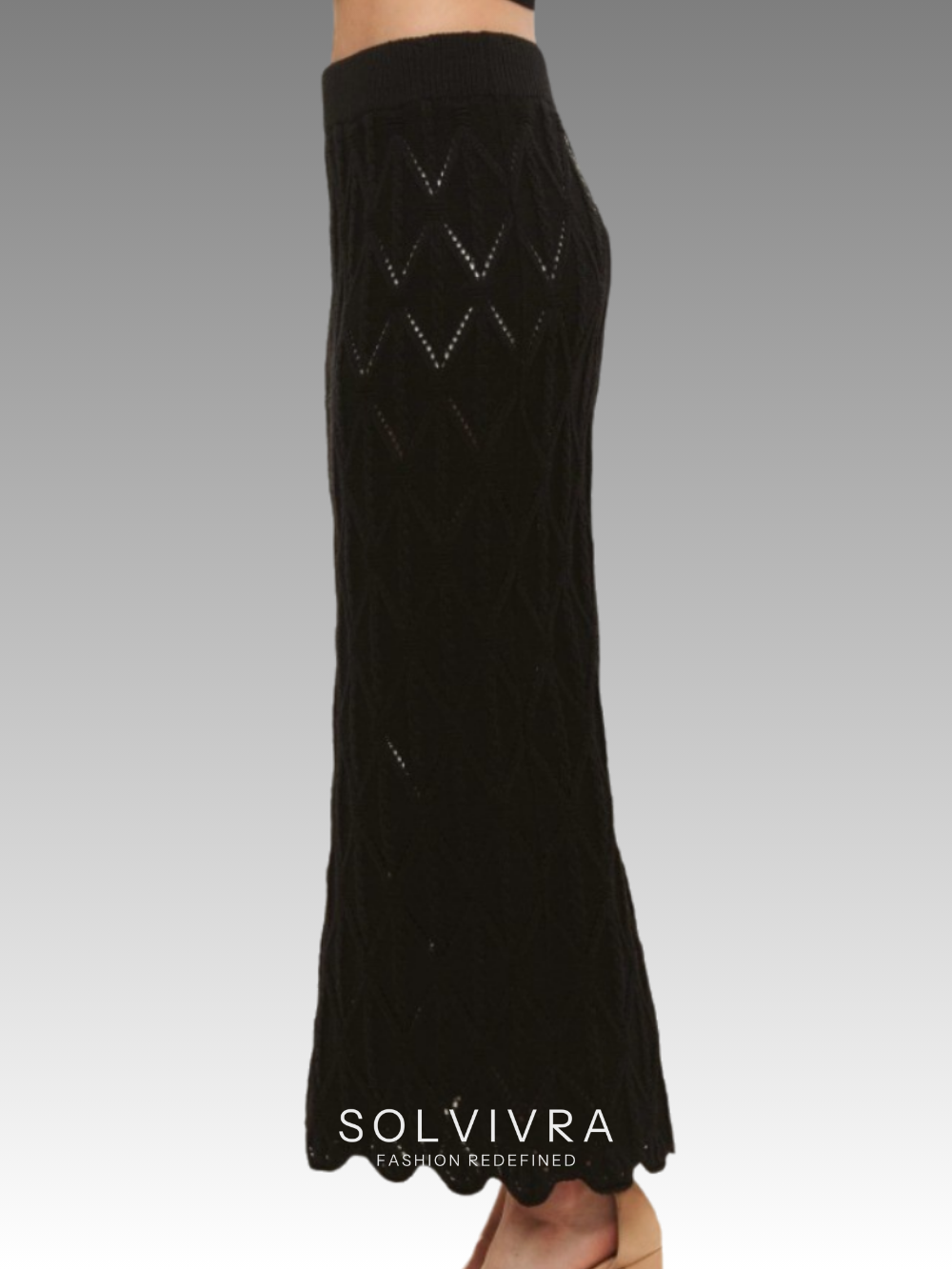 Solvivra Subtle Drama Long Knit Skirt