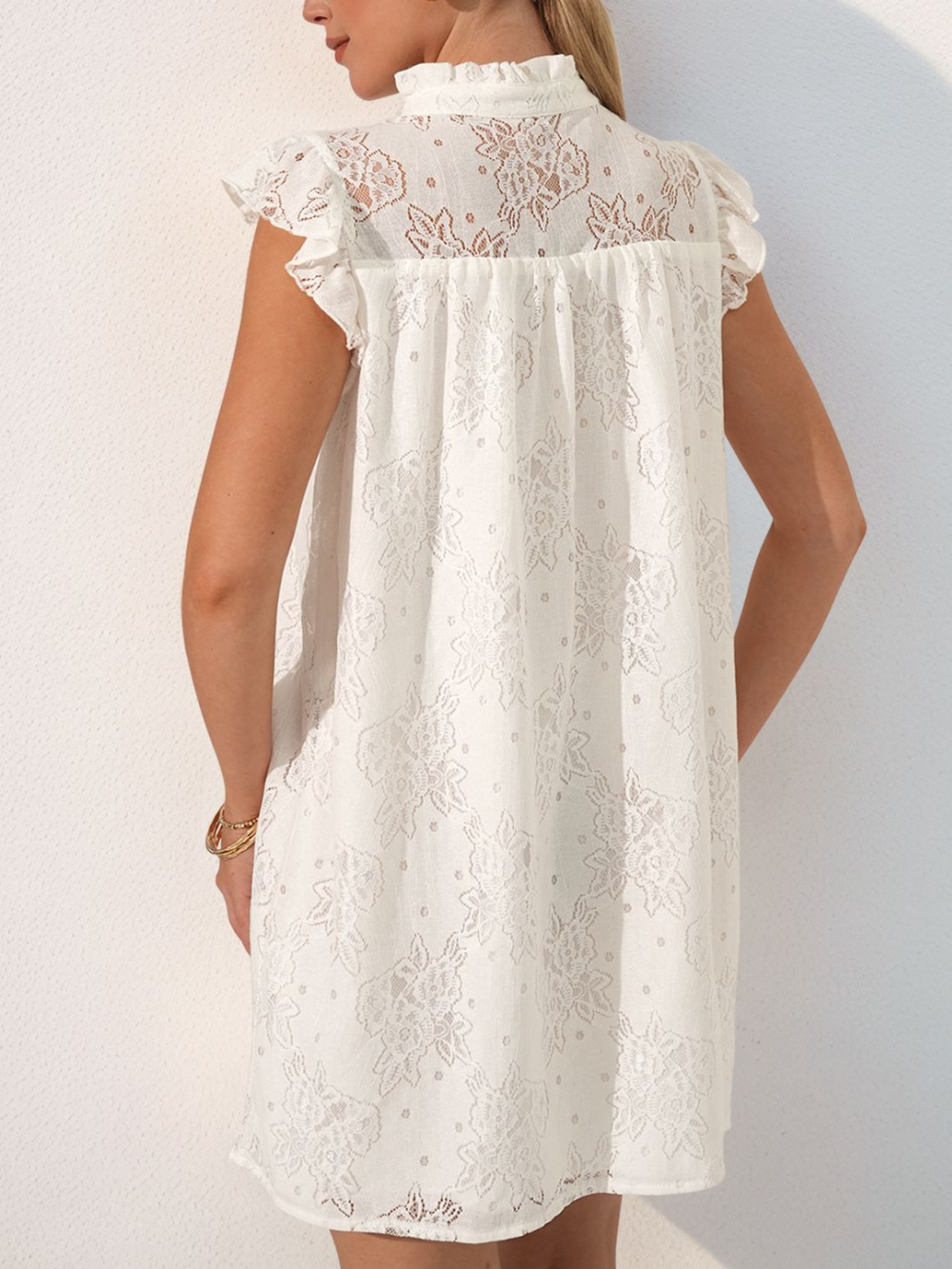 Solvivra Lush Lace Notched Mini Dress