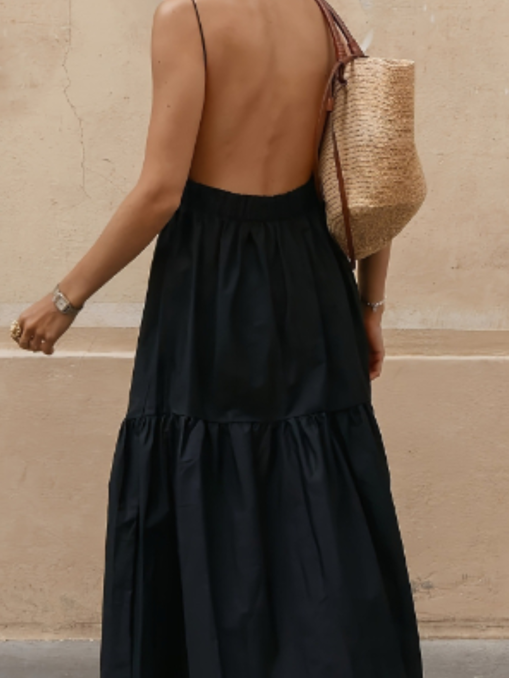Solvivra Noir Muse Backless Sling Dress