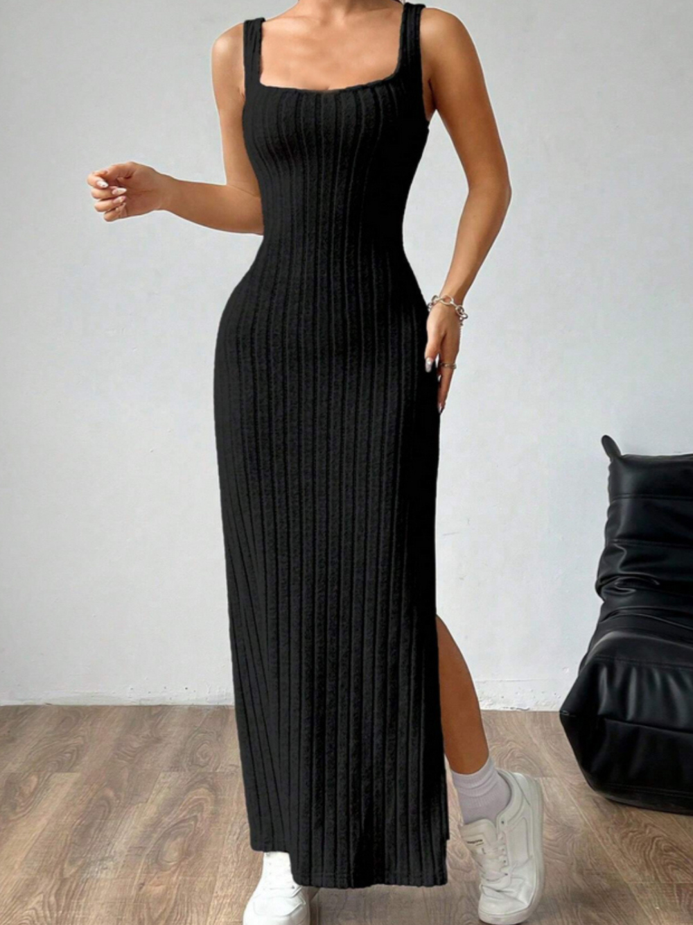 Solvivra Curve Knit Cutout Midi Dress