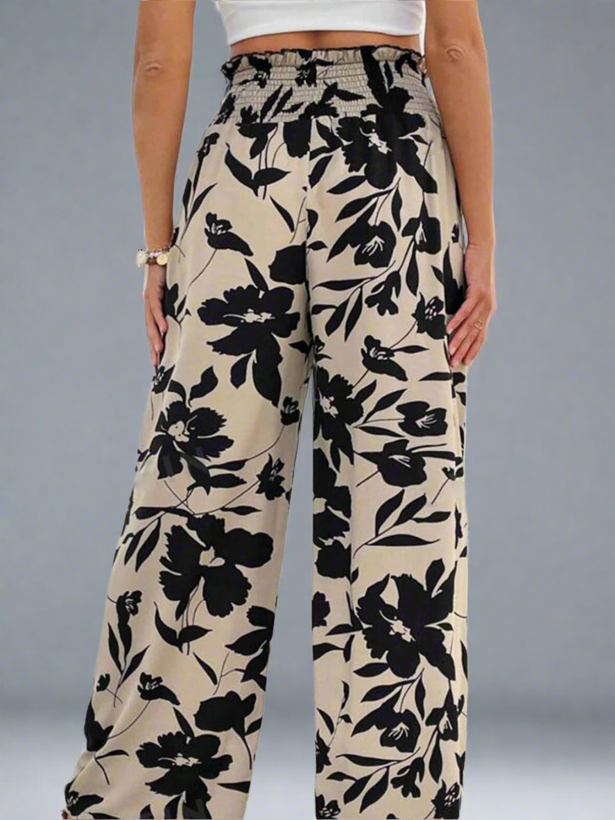 Solvivra Soft Bloom Smocked Waist Trousers