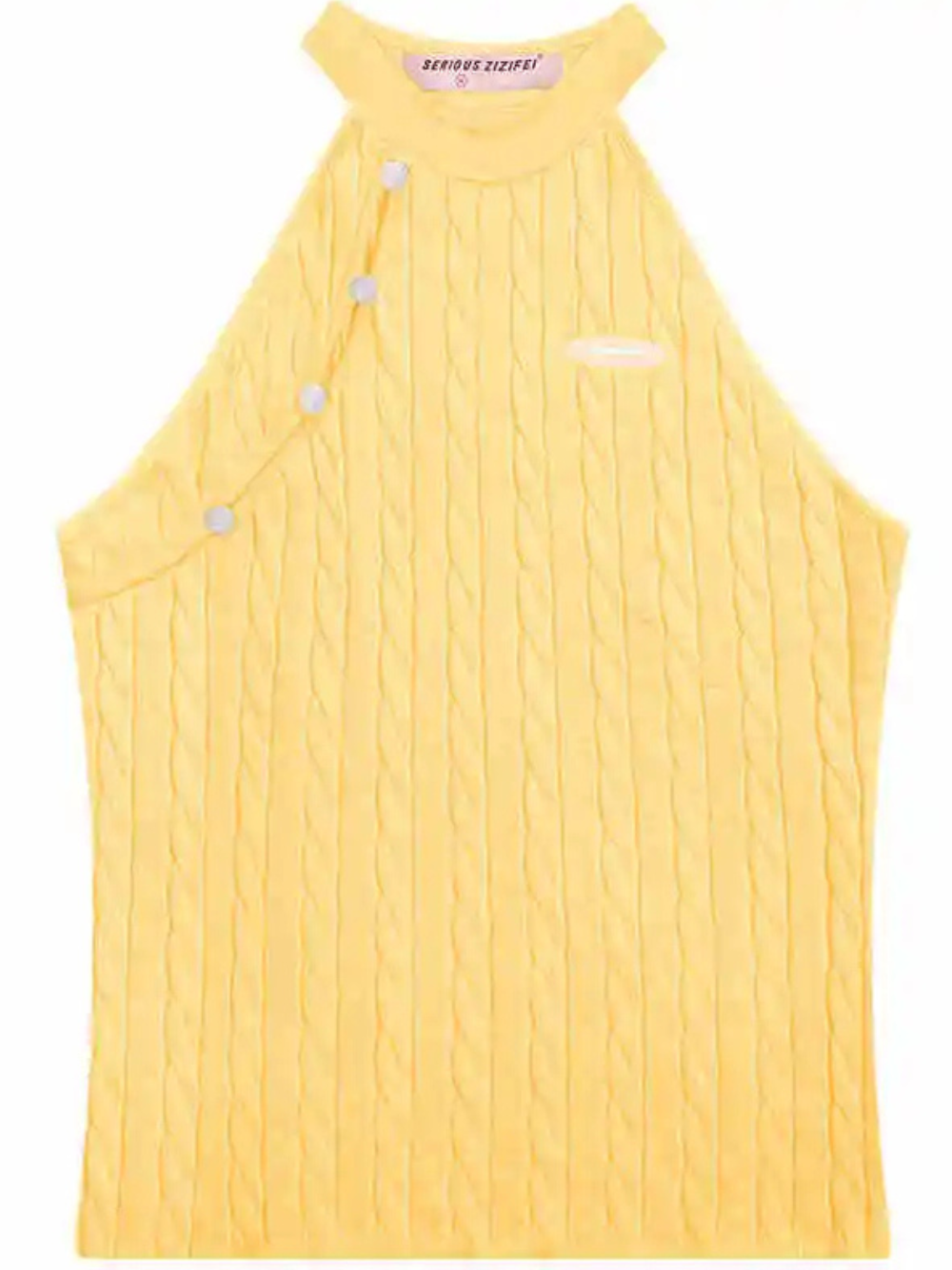 Solvivra Oblique Placket Halter Knit Top